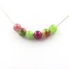 Stones and Minerals. Multicolored Tourmaline Pearl Necklace + Watermelon Tourmaline + Stainless Steel Chain.