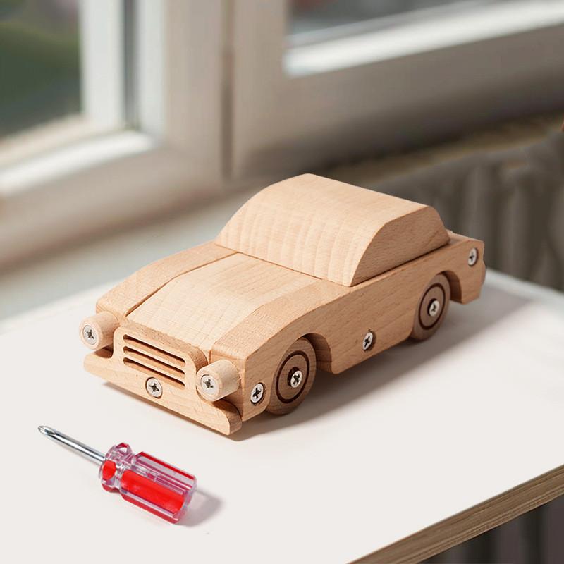 Wooden Car Train Fire Truck Assembly Toy Car Set For Kids Educational Transportation Play