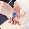 Watches for Schoolgirls, Simple Women's Watches, Compact and Temperamental Blue Rhinestone Niche Bracelet Watches for Women