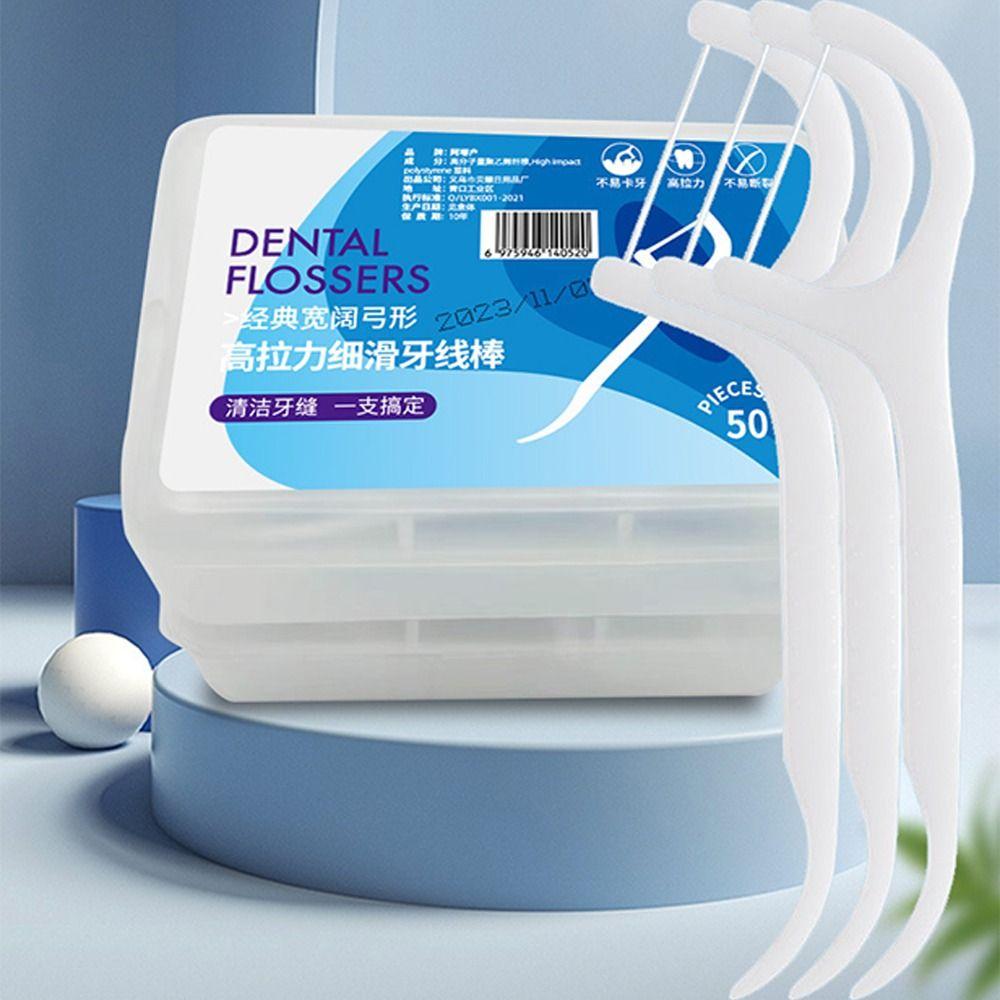 50 шт./коробка одноразовая зубная нить зубная нить коробка зубная нить портативная пластиковая зубочистка домашняя