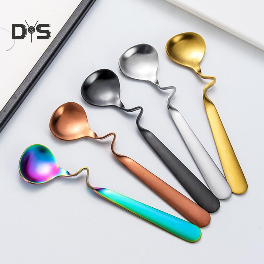 SW Ложка для перемешивания кофе из нержавеющей стали круглой формы, подвесная ложка для чая, молока, десерта
