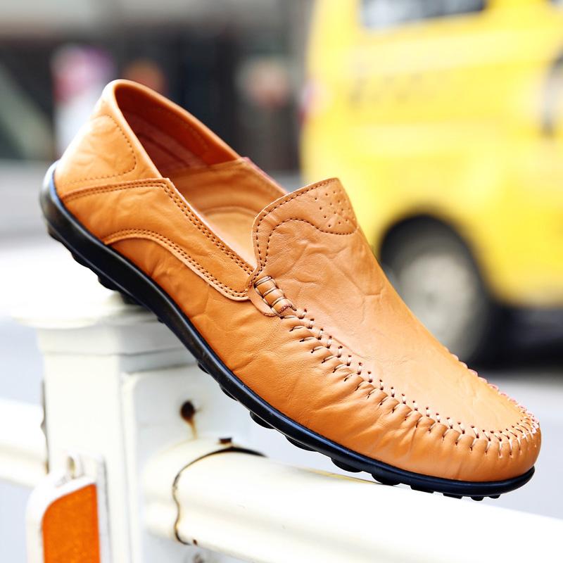 Casual Leather Shoes Men's Soft Bottom Non-slip Loafer Lazy Shoes Driving Shoes Middle-aged and Elderly Dad Shoes