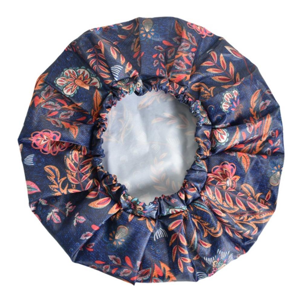 Waterproof Double Layer Bath Cap Anti-Fouling Shampoo Cap Print Hat Shower Cap  Swimming