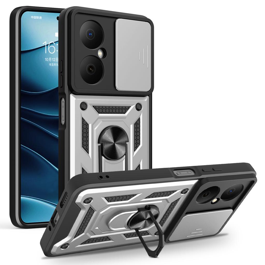 For Huawei Nova Y73 4G Case with Slide Camera Lid PC+TPU Kickstand Phone Cover