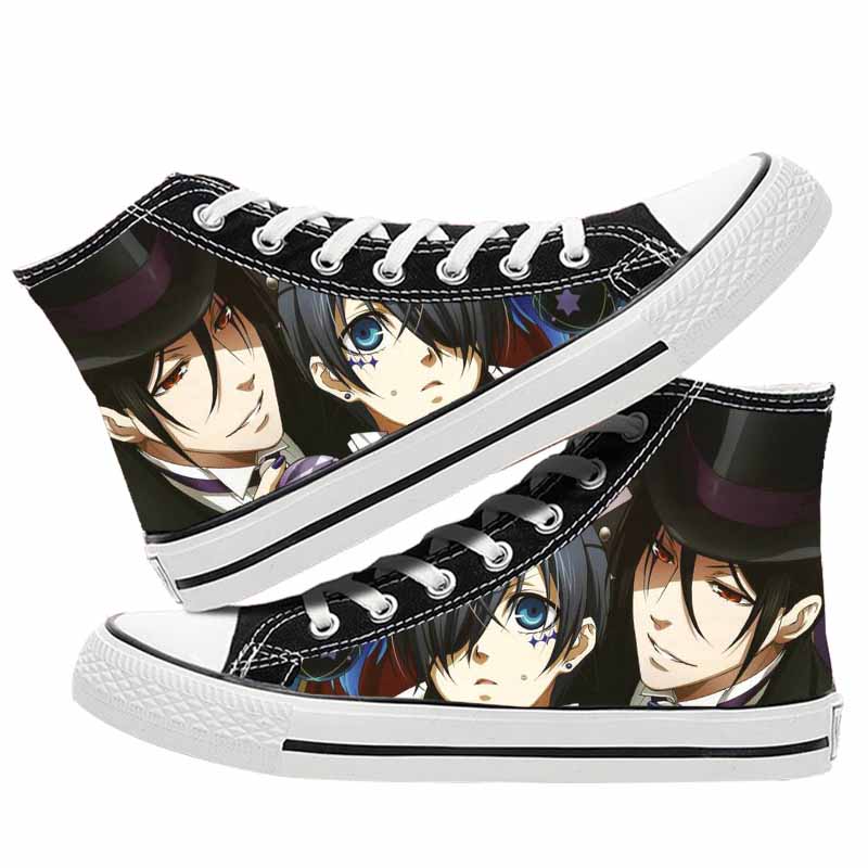 Унисекс аниме «Черный дворецкий Себастьян Михаэлис», повседневная парусиновая обувь, плимсоллы, светящаяся студенческая обувь на плоской подошве, кроссовки