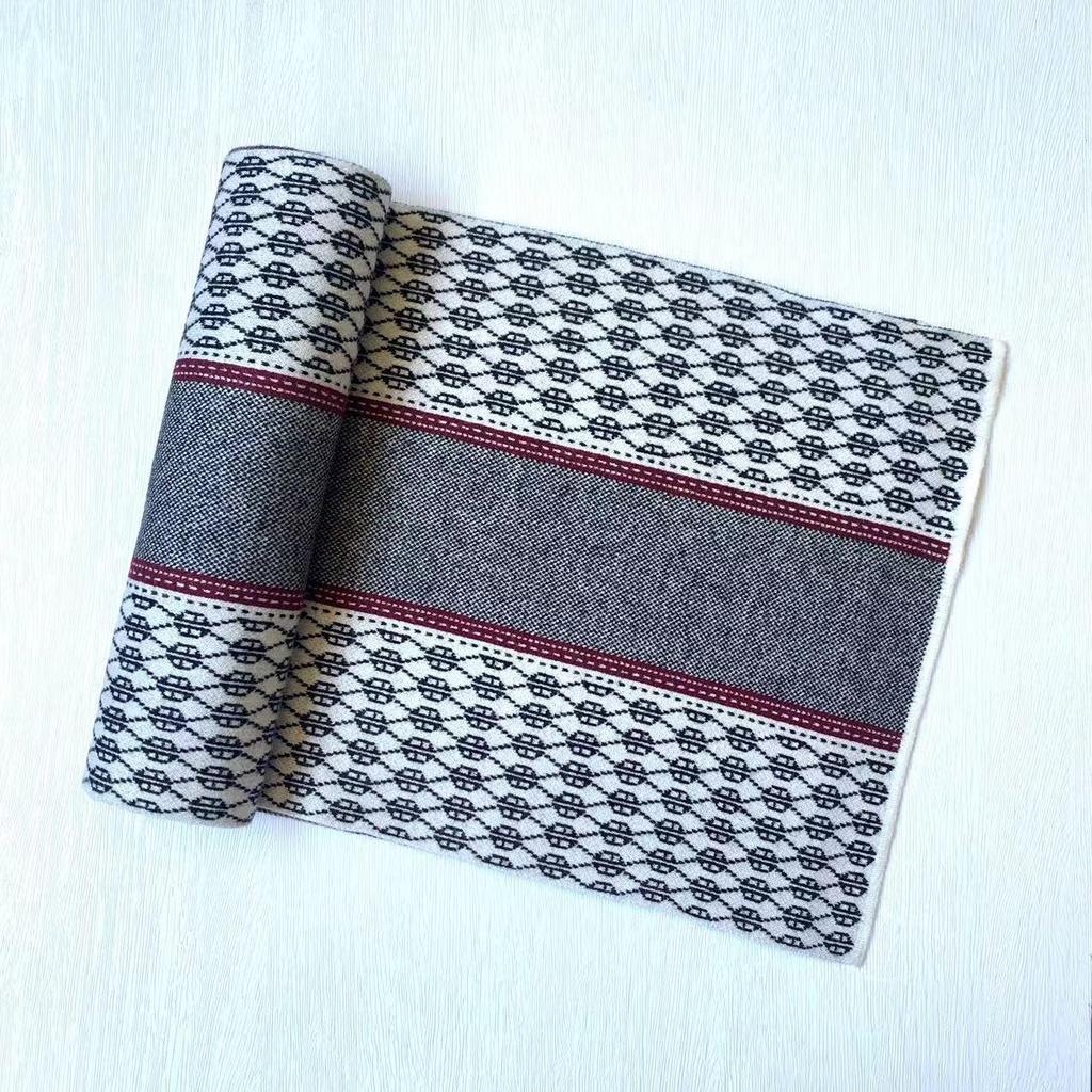 Классический мужской кашемировый жаккардовый вязаный шарф-манишка - Универсальный стиль для осени/зимы