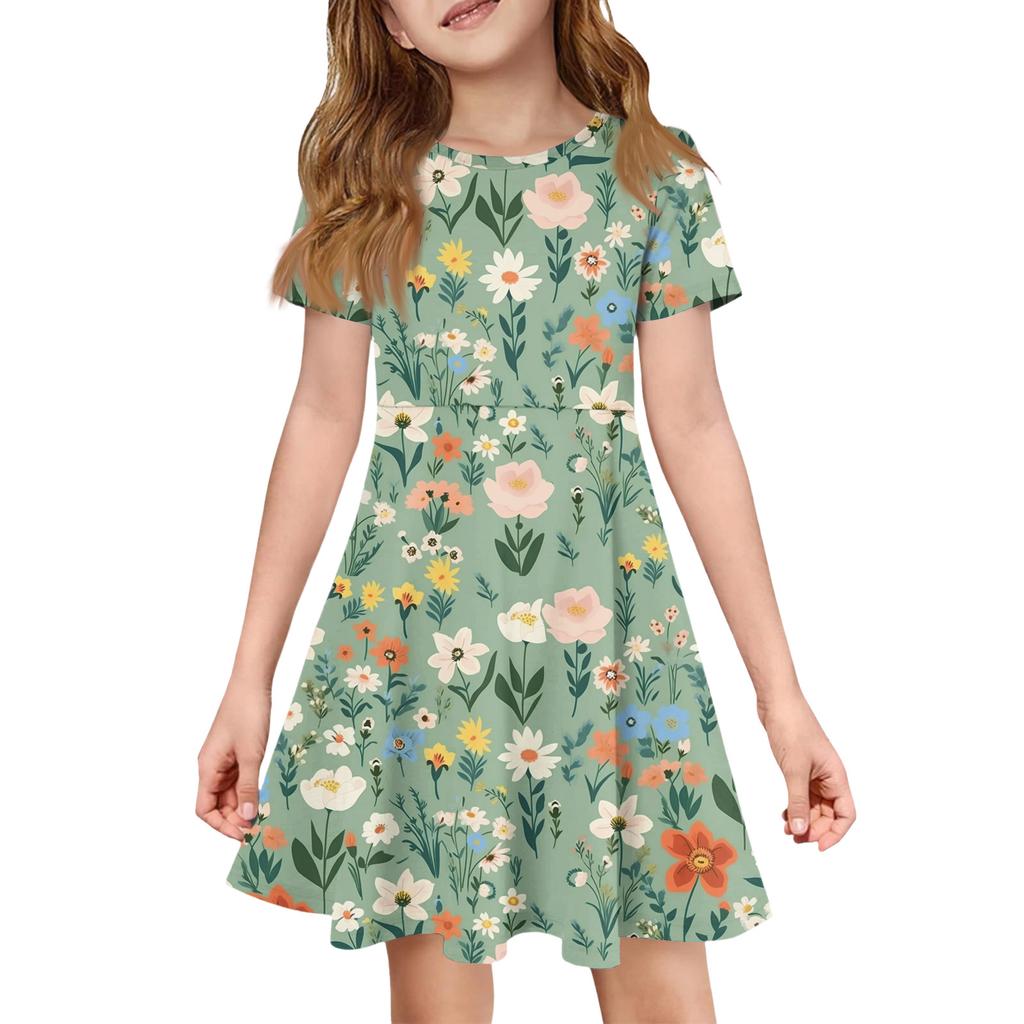 Девочка Летнее Платье Цвет & Принт Короткий Рукав Платье С Карманом Повседневное Платье Короткий Рукав Вечернее Платье Пасхальный День