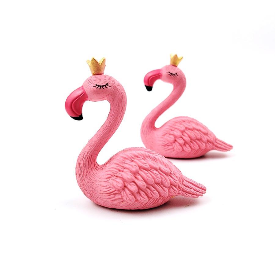 2pcs/Set Couples' Crown Flamingo Statues - For Fish Tank Landscaping, Bonsai DIY Decoration, Home Ornament | Valentine's Gift