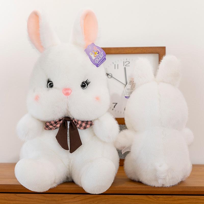 Super cute rabbit plush toy girl birthday gift bow tie rabbit sleeping pillow office doll