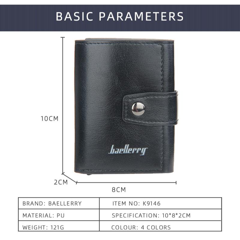 Baellerry мужской модный короткий кошелек алюминиевый антимагнитный чехол для карт антискимминговый держатель для карт с кнопкой-защелкой автоматический выдвижной протектор для карт