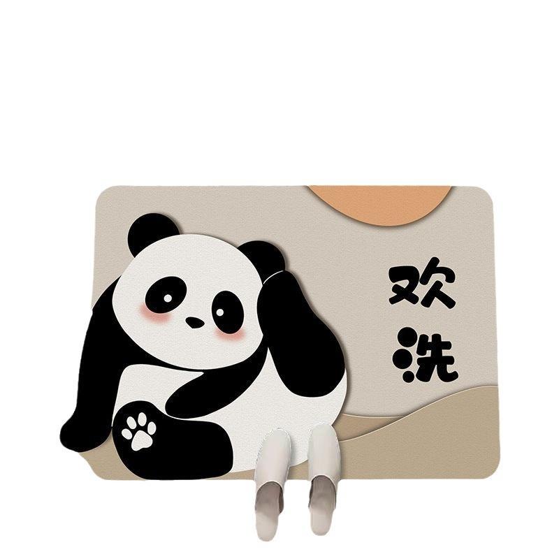 Diatom Mud Cute Panda Cartoon Mat Toilet Absorbent Non-slip Resistance Dirty Entry Toilet Foot Mat Bathroom Mat