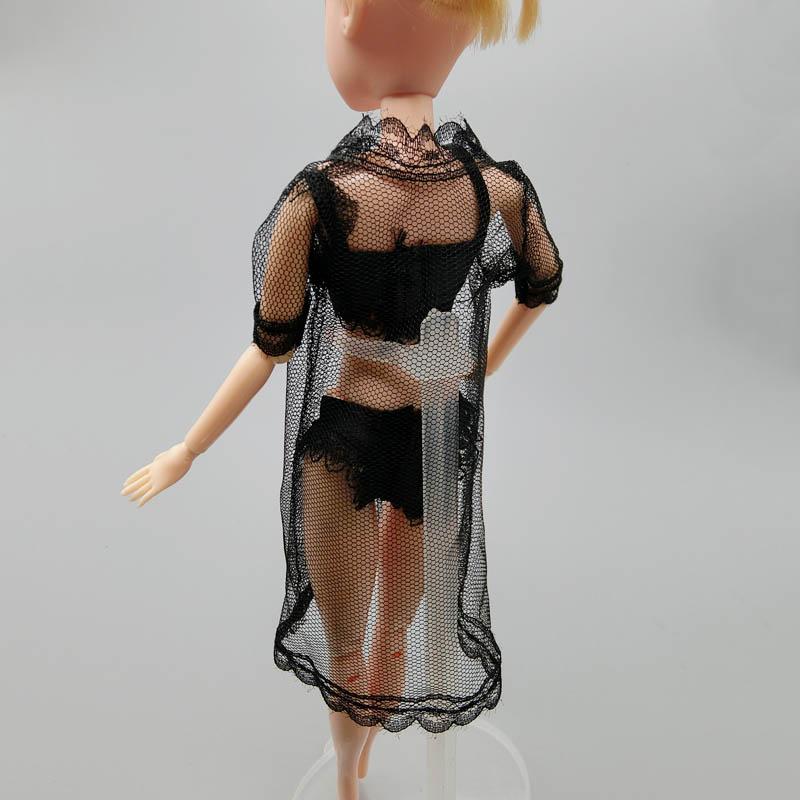 1 компл., сексуальные пижамы, нижнее белье, кружевное длинное пальто + бюстгальтер + нижнее белье, одежда для куклы Барби, платье, нижнее белье, кружевные платья