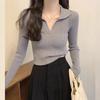 Niche Slim-fitting and Thin-necked Knitted Lo Shirt for Women's Autumn and Winter Short Inner Sweater Base Top