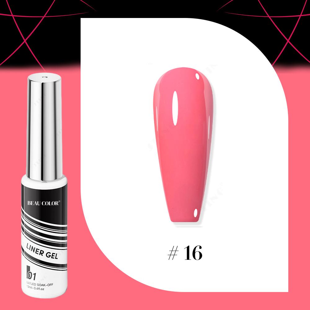 BEAU COLOR 1 шт 12 мл 16 цветов Painting Liner Gel Polish Collection Полуперманентный УФ/LED гель-лак для дизайна ногтей
