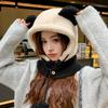 New Autumn and Winter Hats for Women Cute Korean Hats and Scarves Integrated In Winter Warmth and Thickened Velvet Ear Protection Hat