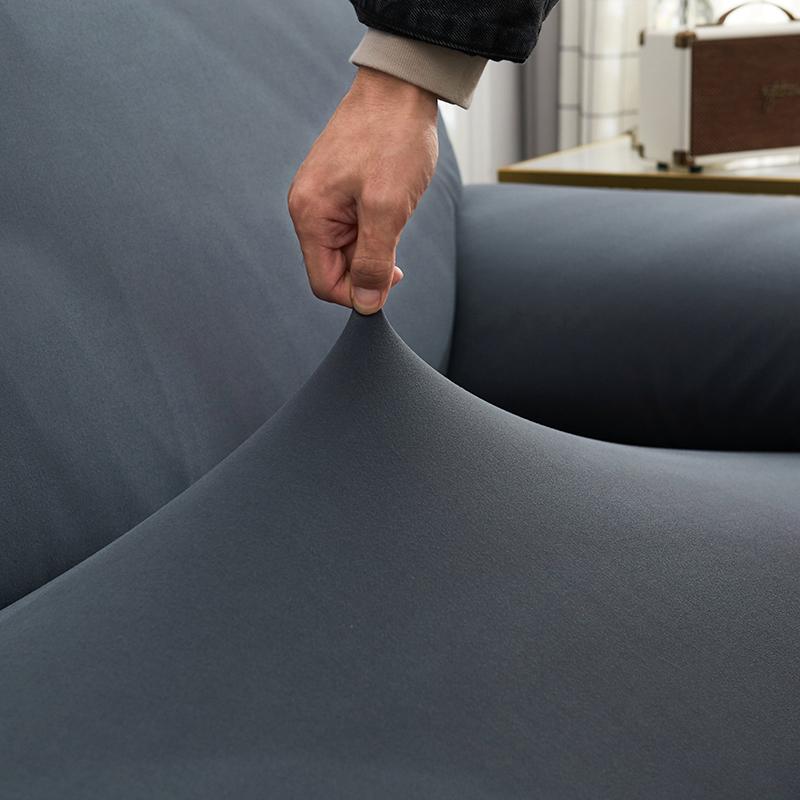 Высокоэластичный Однотонный Чехол для Дивана из Искусственного Молочного Шелка Легко Устанавливается Ткань, Устойчивая к Пятнам от Животных Мягкий и Приятный для Кожи