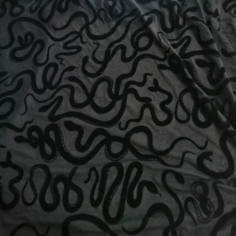 1 ярд Черный Леопардовый Зебра Принт Сетка Ткань Эластичная Флок Кружевная Ткань Спандекс Бархатные Ткани для DIY Шитья Одежды