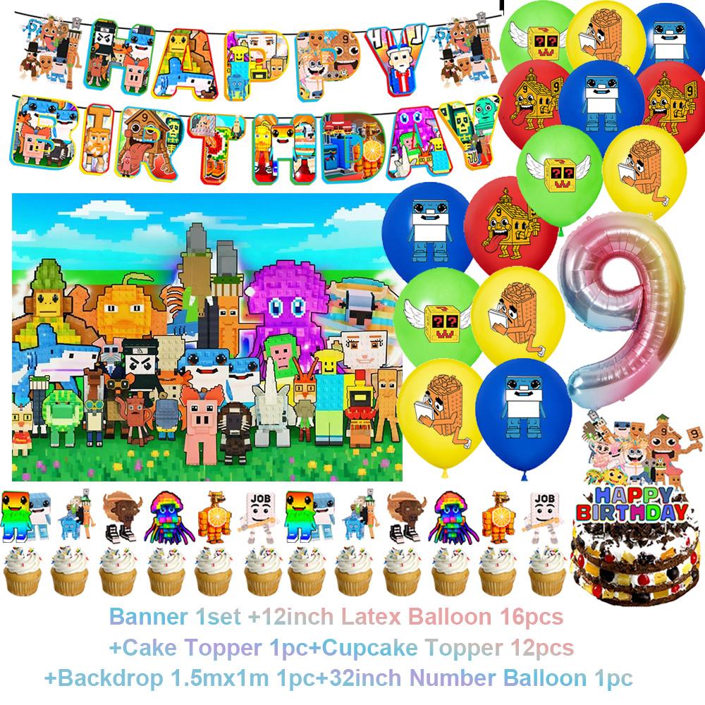 Steal n Catch The Brainrot Birthday Party Decorations Number Balloon Cake Topper Popular Game Background Party Supplies Kid Gift