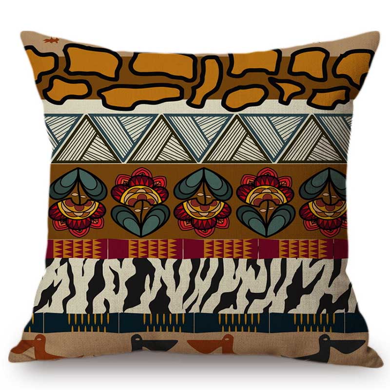 Exotic Africa Design Pattern African Hunting Animals Geometric Decorative Sofa Throw Pillow Case Cotton Linen Chair Cushion Case