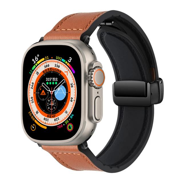 Ремешок для Apple Watch 45мм 44мм 49мм 42мм 40мм 41мм Магнитный кожаный браслет correa iWatch Series 9 8 7 6 5 4 3 SE Ultra 2