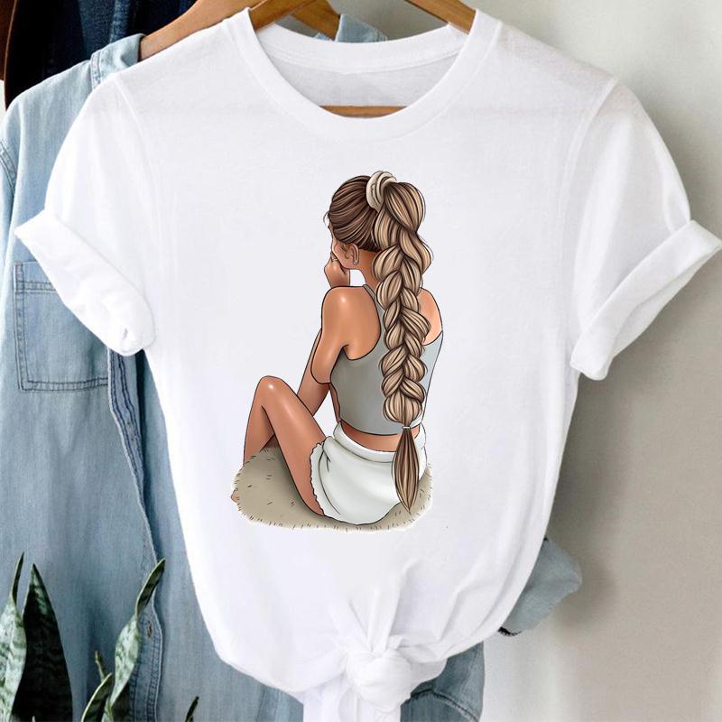 Unisex Clothing Casual Print Tee Top Watercolor Girl Lovely Summer Fashion Tshirt Short Sleeve Lady Fe Unisex Graphic T-shirt Unisex