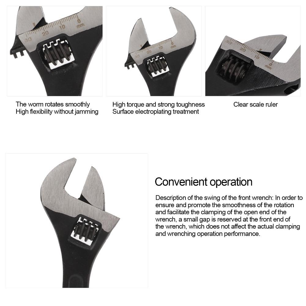 6 Inch / 8 Inch Black Oxide Wrench 45 Steel Open End Wrench Adjustable Wrench General Maintenance