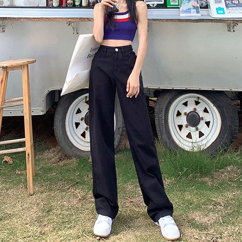 High-Waist White Pear-Shaped Wide-Leg Jeans for Women - Perfect for Spring, Summer, and Autumn