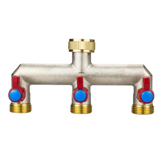 3-ходовой садовый шланговый разветвитель, никелированный латунный кран-коллектор, 3/4-дюймовый морозостойкий уличный шланговый патрубок-адаптер для садов, дворов, ферм