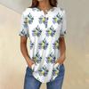 Short Sleeve Womens Tops Summer T-Shirts Floral Print V Neck Casual Basic Tee Button Shirts Tunic Tops