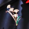 Темперамент Гинкго Билоба Цвет Капельная Брошь Актриса Кристалл Корсаж Личность Универсальные Булавки Аксессуары