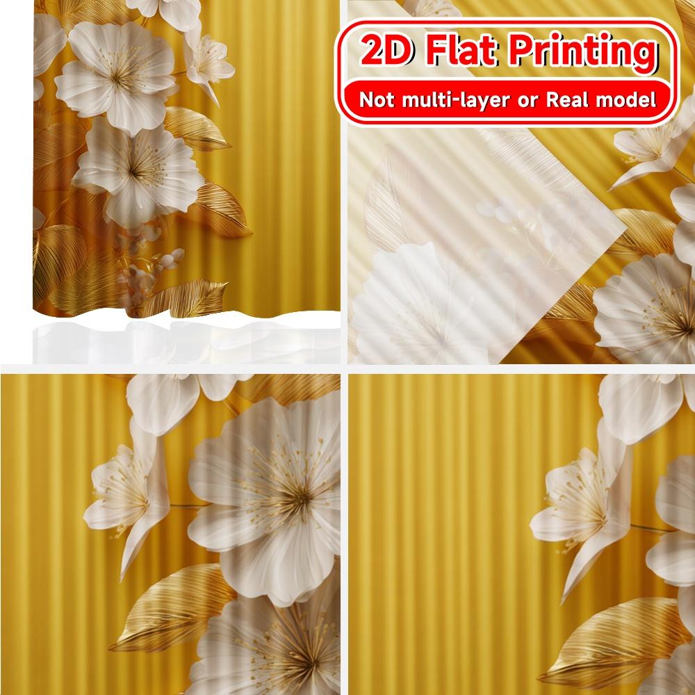 2D Flat Printing,2pcs Golden Blossoms Modern Curtains&Drapes Polyester Easy Install Curtains Decorations For Home Ldeal for