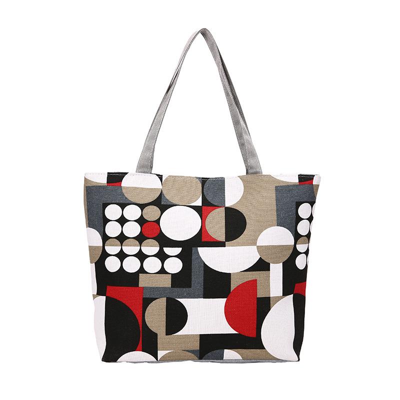 Canvas Bag Large Capacity Shoulder Women's Bag Printed Handbag Tote Bag Literary Canvas Bag Bag