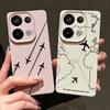 Aircraft Route Print TPU Soft Case For Xiaomi 13T Pro Redmi X6 M6 Pro Note 14 Pro 13 12 11 10 Pro Matte Leather Texture Shockproof Slim Phone Cover