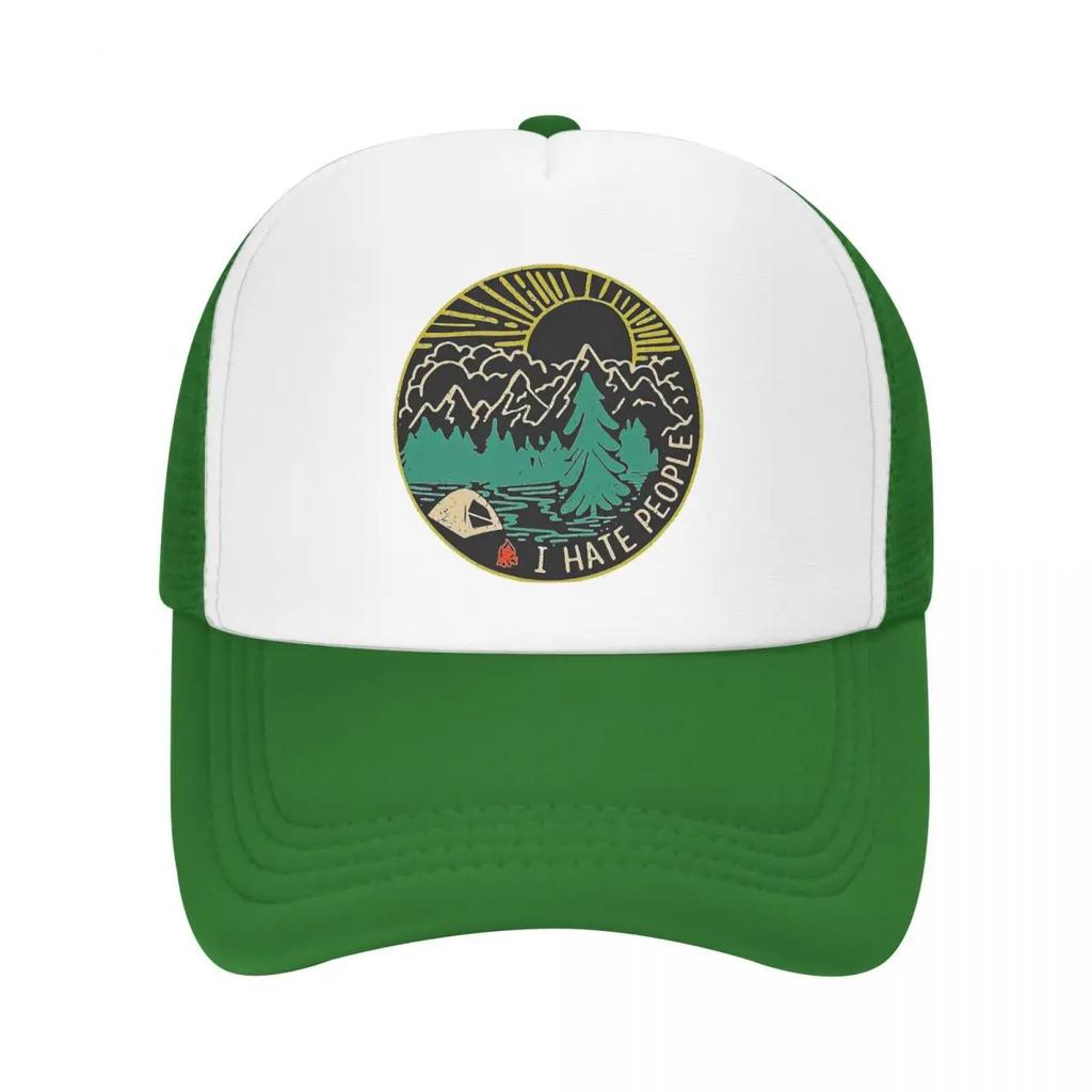 Custom Punk I Hate People Baseball Cap for Unisex Women Adjustable Adventure Camping Mountain Camper Trucker Hat Snapback Caps