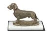 Dachshund Wire-haired, Wiener Dog, Badger Dog - Dog Figurine, Statue On White Marble, Trophy for Dog Show Exhibition