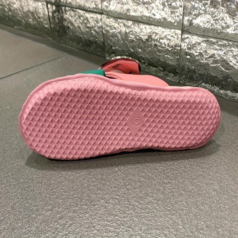 Женские милые мультяшные сандалии-слайды на платформе - Открытый носок, Толстая подошва, Покрытие из ПУ, Модная обувь на все сезоны