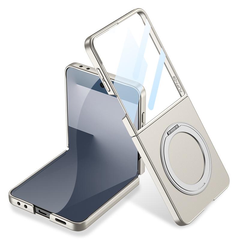 Подходит для чехла для мобильного телефона Samsung ZFlip7, ультратонкий защитный чехол с полной защитой экрана, пленка, противоударный, откидной, вращающаяся подставка