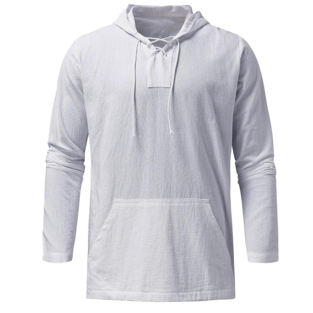 Male Fashion Casual Sports Hoodies Long Sleeve Solid Color Pocket Decoration Trend Sweatwear Cotton 100% Hooded Thin Tops