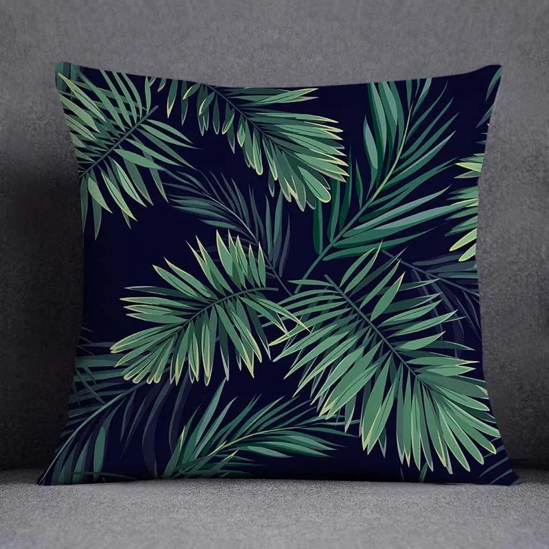 Dark Green Flower and Animal Pattern Home Decoration Pillowcase Square Pillowcase Home Office Decoration Cushion Cover