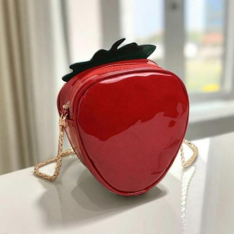 Women's cute leather design sense trendy fashion personality strawberry crossbody shoulder bag