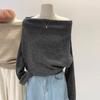 Women's French One-Shoulder Knit Top - Autumn/Winter 2024 Slim Off-Shoulder Sweater
