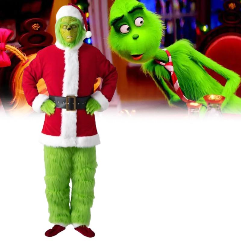 Костюм Гринча Рождественский Косплей Наряд Для Взрослых Праздничная Вечеринка