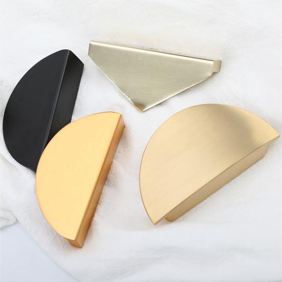 Cabinet Pulls Modern Style Exquisite Semicircle/Triangle Shape Brushed Brass Drawer Handles Kitchen