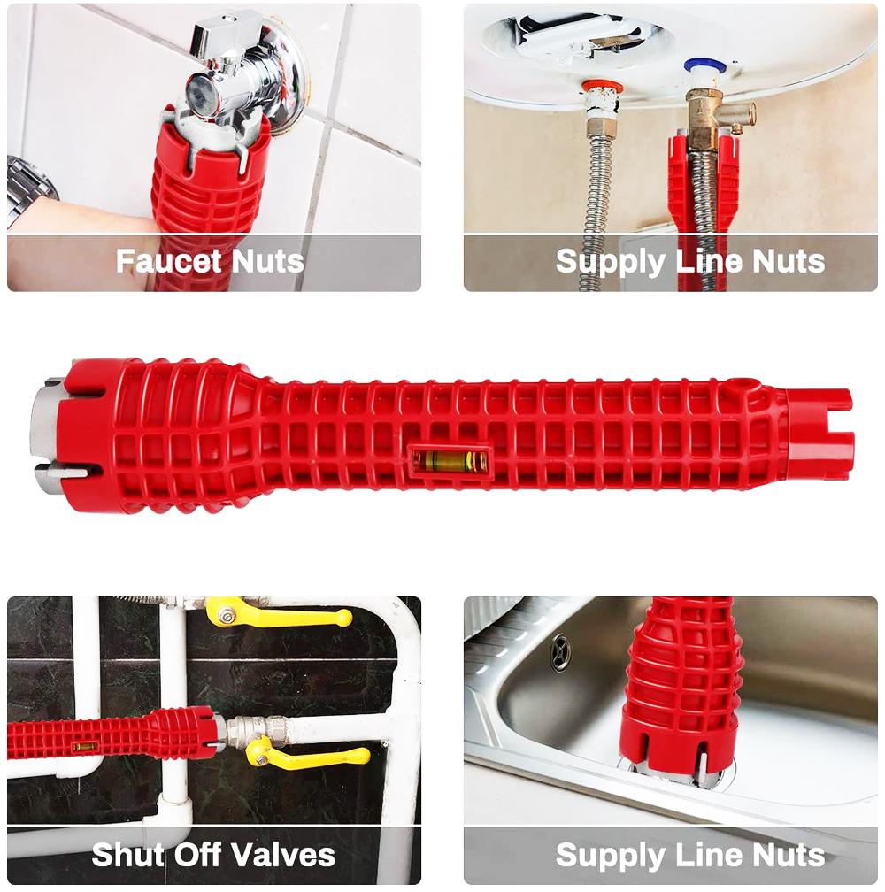 New 8 In 1 Multi Purpose Faucet and Sink Installer Wrench, Anti-Slip Handle Double Head Wrench,Kitchen Water Pipe Repair