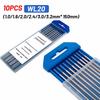 10pc TIG Welding Tungsten Rod Electrodes 2% Lanthanated 3/32” X 7” (Blue, WL20)