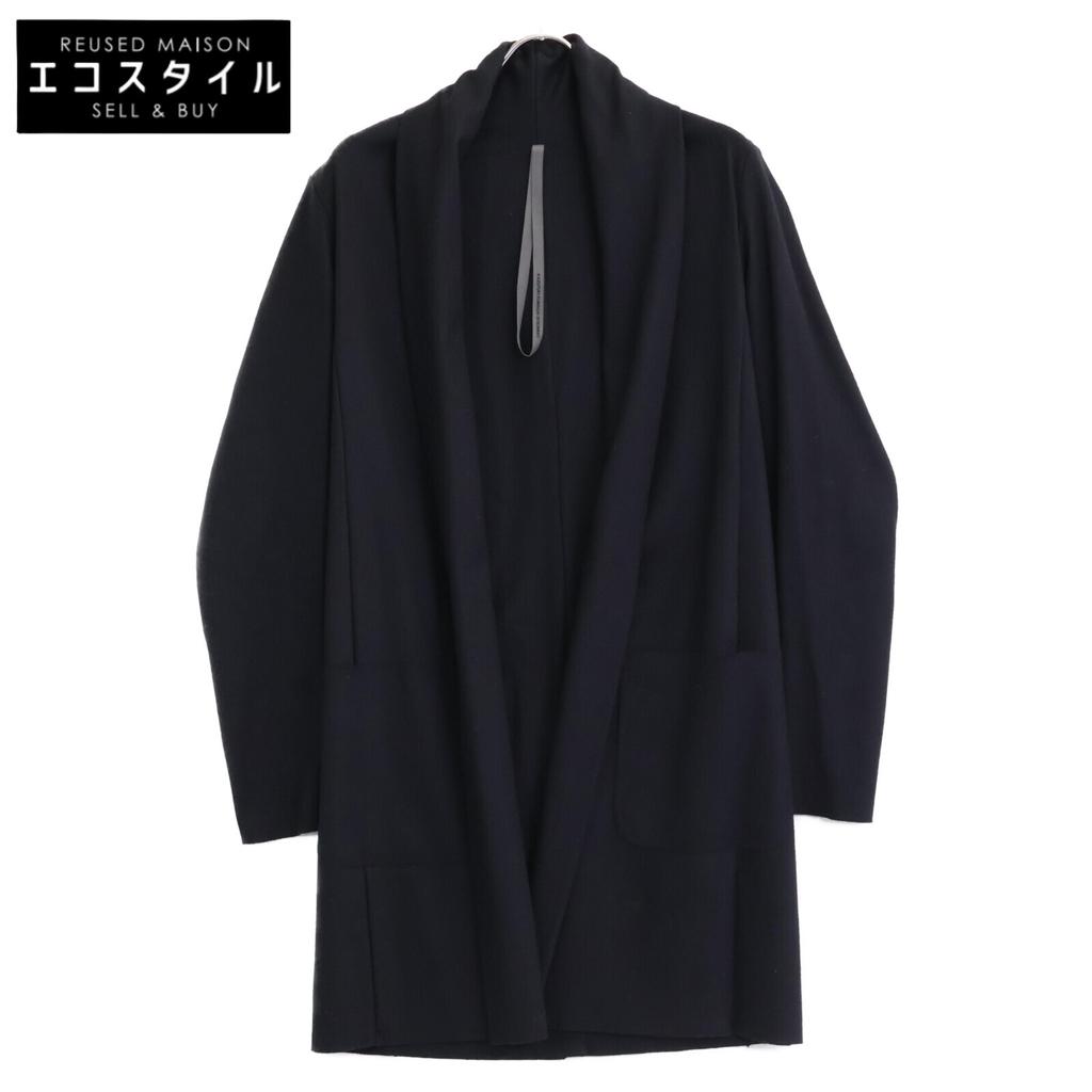 KAZUYUKI KUMAGAI  Черное шерстяное короткое пальто без пуговиц пальто 1 черныйБ/у