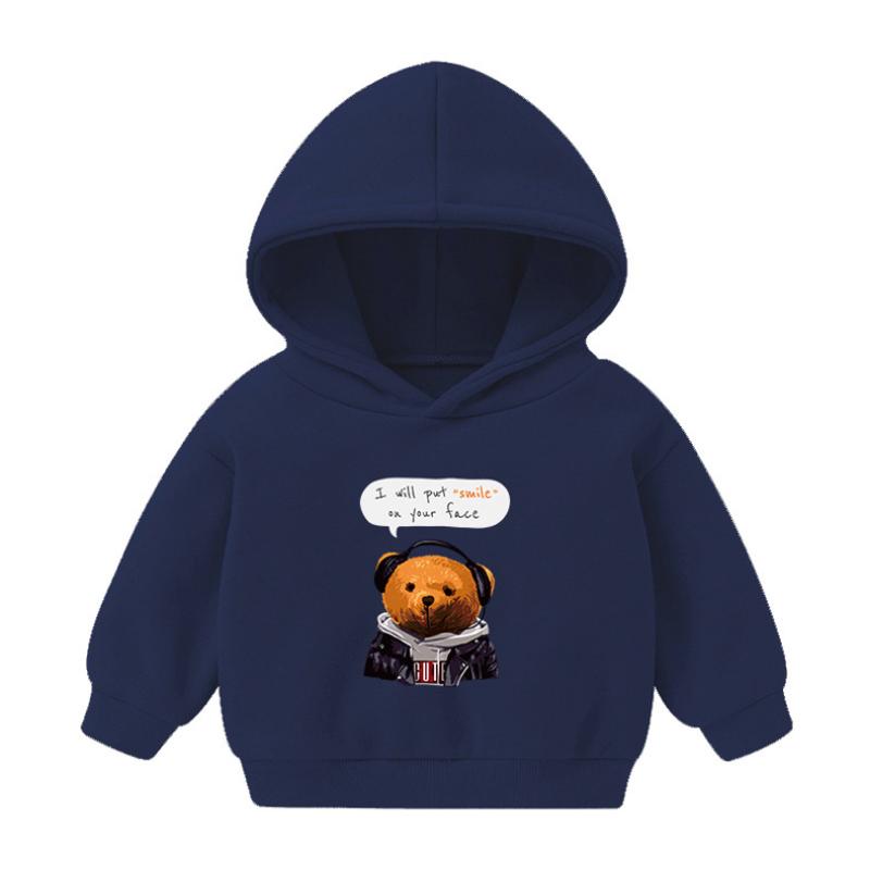 Детская толстовка с капюшоном с весенним мультяшным медведем для мальчиков и девочек