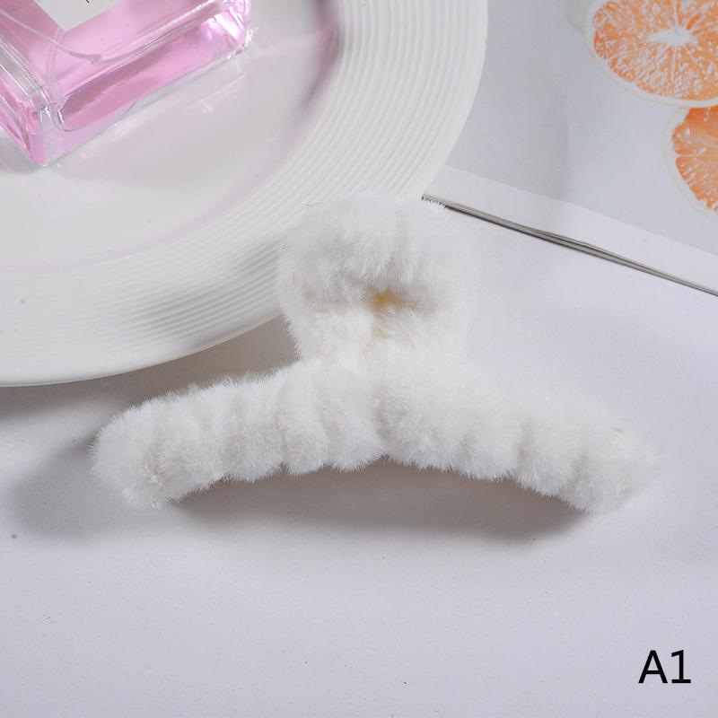 Женский коготь для волос, плюшевый зажим, милый корейский осенне-зимний однотонный, элегантный, акриловый, пушистый