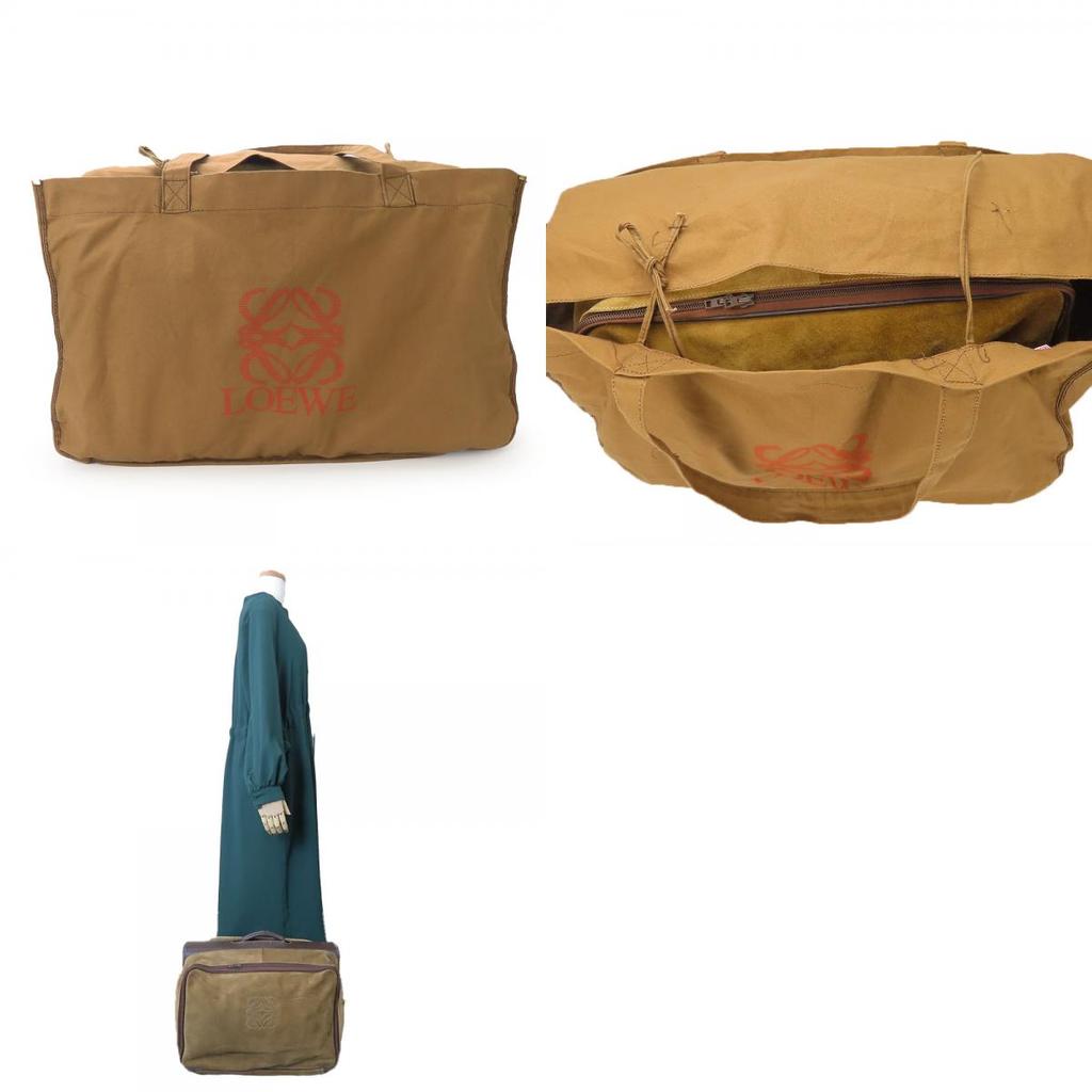 Used LOEWE Business Bag Leather Brown Beige Attache Case