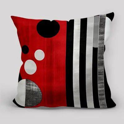 Home Decor Abstract Red & Black Geometric Pillow Covers Pattern Cushion Cover Suitable For Sofa Bedroom Car Pillow Cover